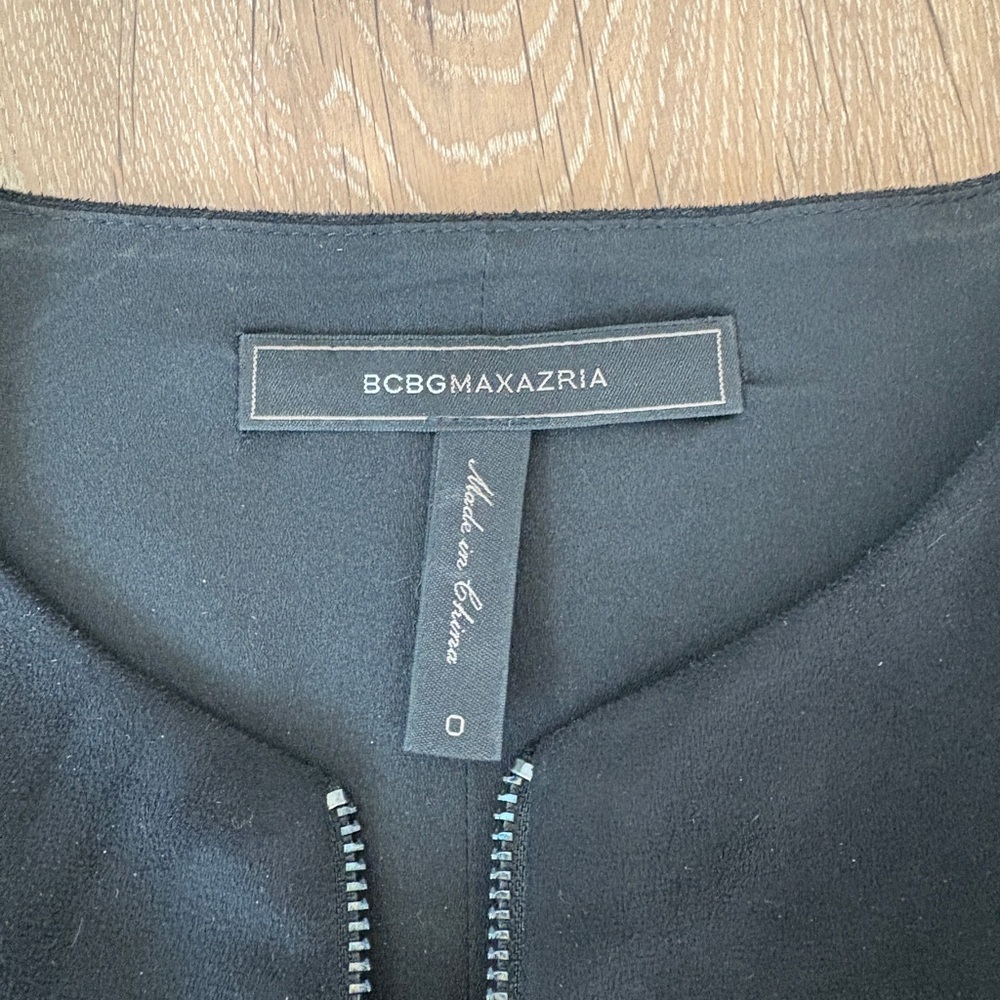 BCBG Elegant Black leather dress